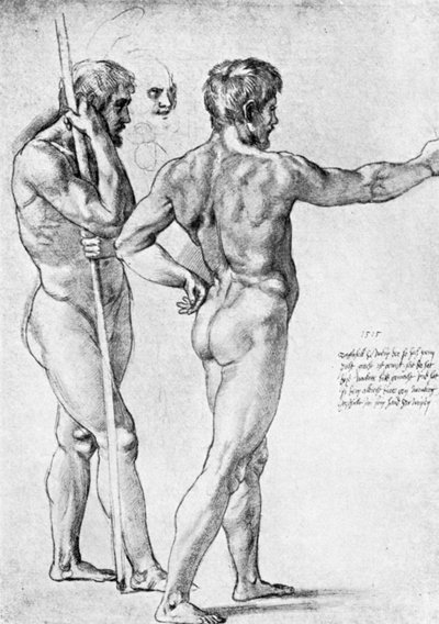 Two male nude studies by Raffaello Sanzio Raphael