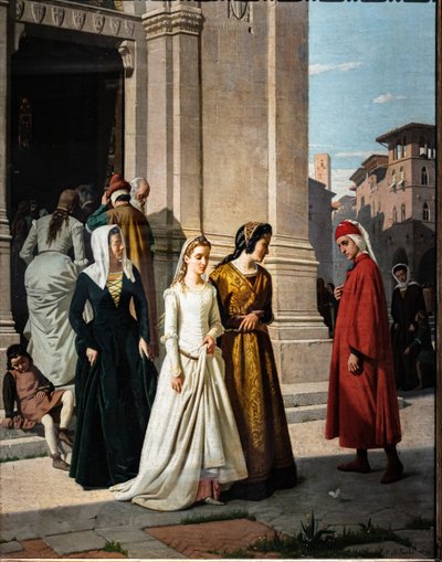 Dante meeting Beatrice by Raffaello Sorbi