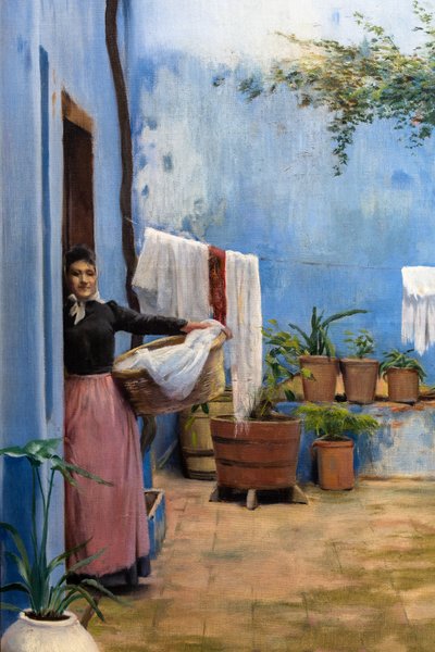 The Blue Patio by Ramon and Rusinol Santiago (1861 1932) Casas