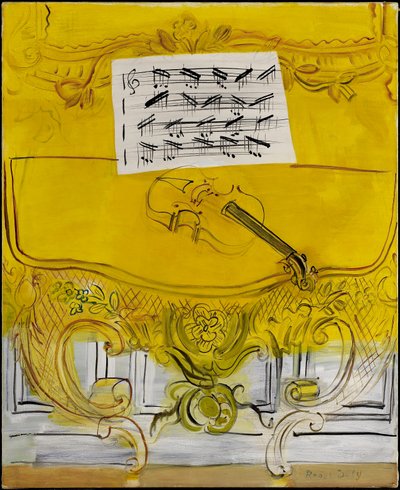 The Yellow Console with a Violin by Raoul Dufy