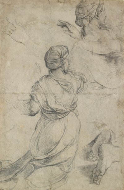 Studies for Two Kneeling Women by Raphael