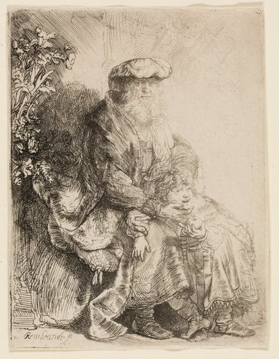 Abraham Caressing Isaac by Rembrandt van Rijn