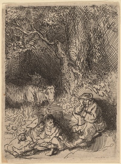The Sleeping Herdsman by Rembrandt van Rijn