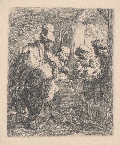 The strolling musicians by Rembrandt van Rijn