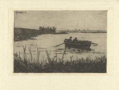 Rowboat with Two Figures on the Zaan by Remmert Dekker