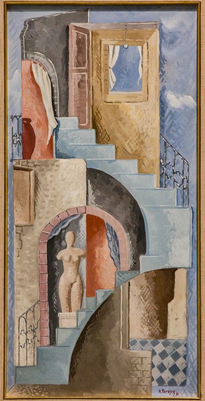 Statue and Staircase by Renato Paresce