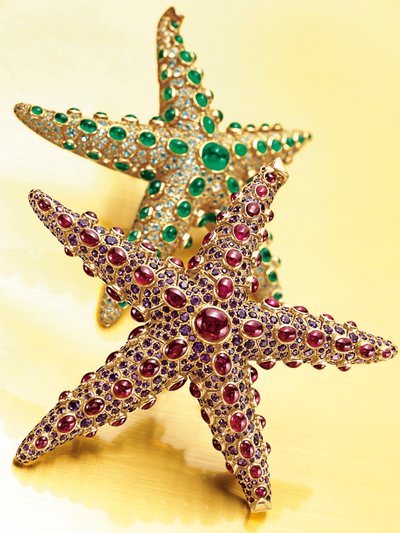 Two Starfish brooches by Rene Boivin