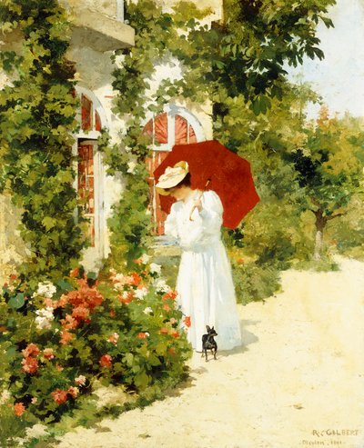 The Red Parasol by Rene Joseph Gilbert