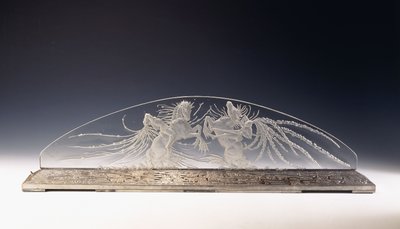 Deux Cavaliers; A Rare Glass Luminaire by Rene Jules Lalique