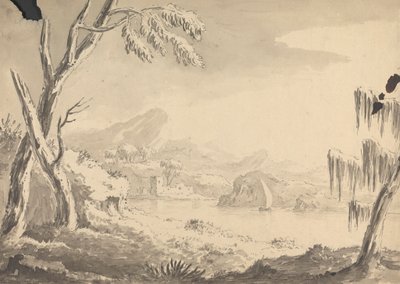 Landscape with Castle on Riverbank by Rev. William Gilpin