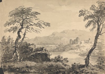 Landscape with Two Trees and Castle by Rev. William Gilpin