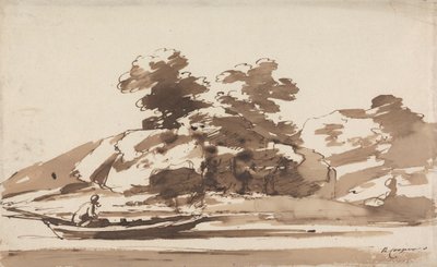 Boatman in a Punt by Richard Cooper the Younger