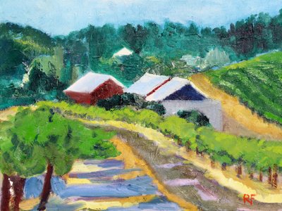 Vineyard and Road, 2019 by Richard Fox