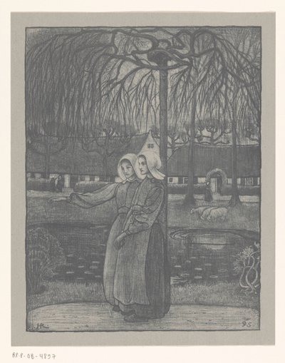 Huizer Girls by a Pond by Richard Nicolaüs Roland Holst