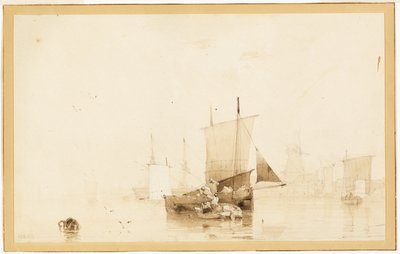 Boats in a Harbor by Richard Parkes Bonington