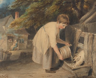 Girl Feeding Pigs by Richard Westall