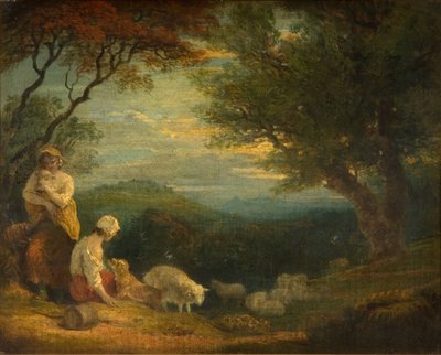 Landscape With Women, Sheep and Dog by Richard Westall