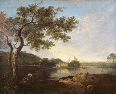 Italian River Scene with Figures by Richard Wilson