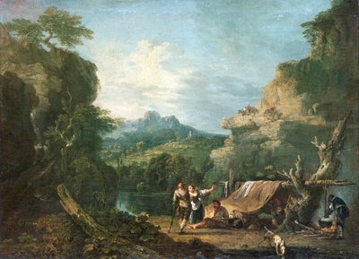 Landscape with banditti round a tent, 1752 by Richard Wilson