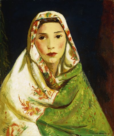 Mexican Girl with Oriental Scarf by Robert Cozad Henri