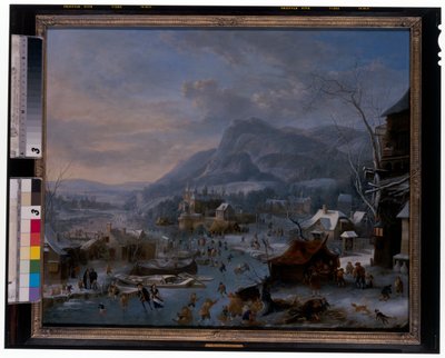 Winter: A Frozen Winter Landscape with Peasants by Robert Griffier