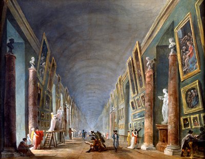 The Grand Gallery, Louvre, Paris by Robert Hubert