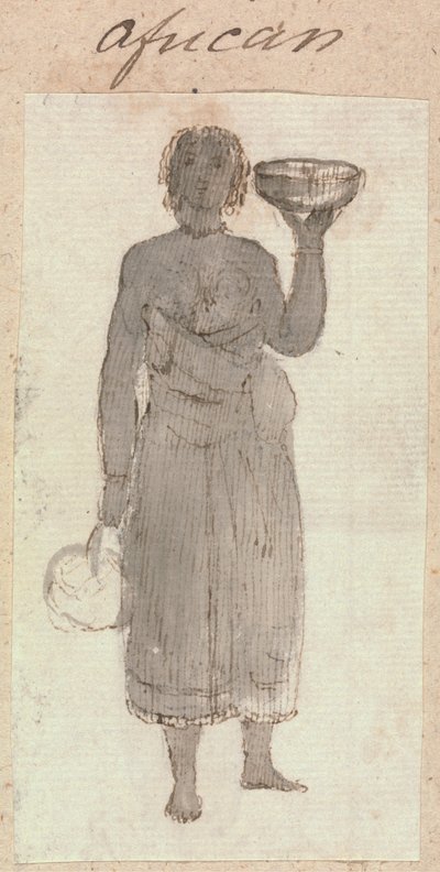 Rough Sketch of African Woman with Baskets by Robert Mabon
