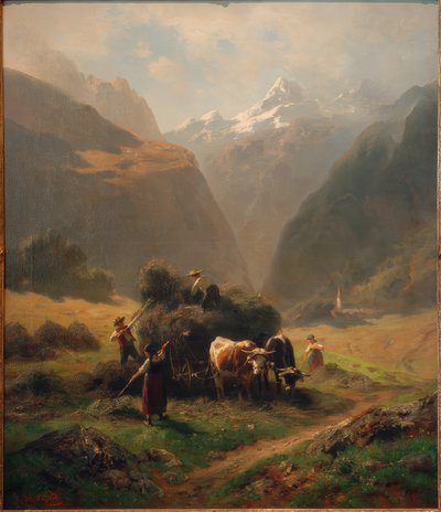 Hay Harvest in the High Mountains by Robert Schietzold