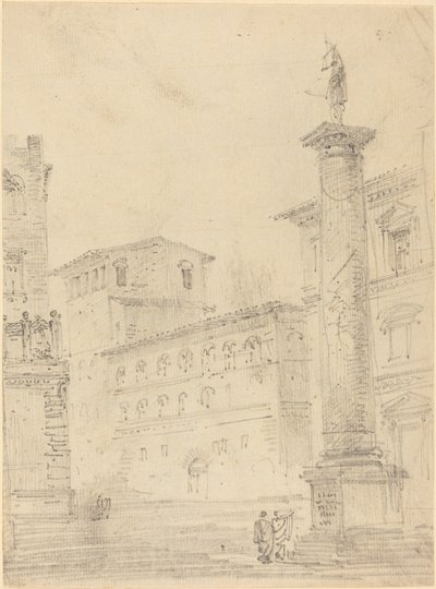 Figures on a Roman Piazza by Robert Smith
