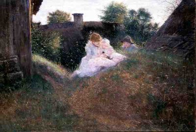 Brother and Sisters in a Country Courtyard by Robert Sterl