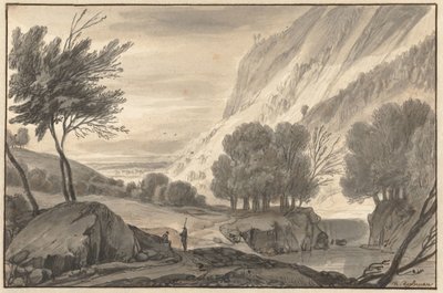 Mountainous Landscape with Two Travellers by Roelant Roghman