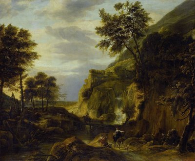 Mountainous Landscape with Waterfall by Roelant Roghman