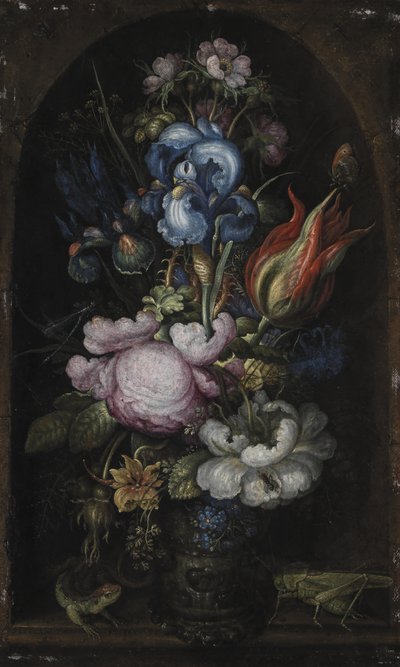 Bouquet of Flowers in a Stone Niche by Roelant Savery