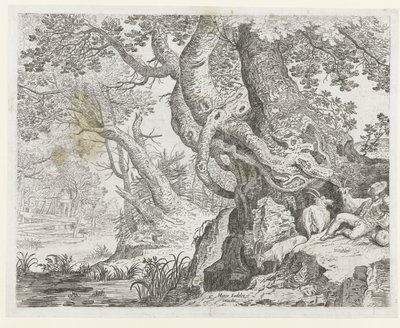 Sleeping Shepherd by a Large Tree by Roelant Savery