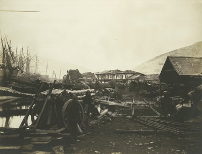 Landing Place, Railway Stores, Balaklava by Roger Fenton