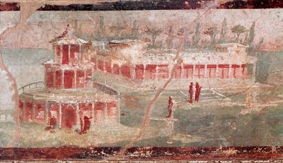 River landscape with portico (detail) by Roman