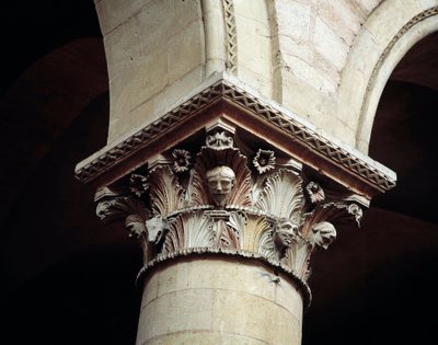 Carved capital by Romanesque