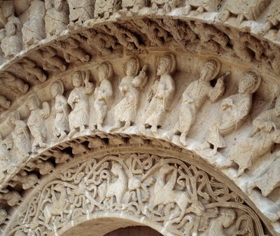 (detail) of sculptures of the south portal by Romanesque