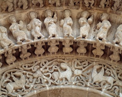 Detail of sculptures of the south portal by Romanesque