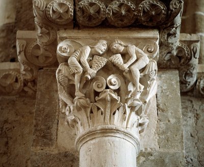 Representation of the Winds (carved capital) by Romanesque