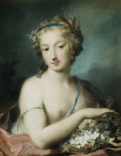 Flora, Half Length, Holding Plums by Rosalba Giovanna Carriera