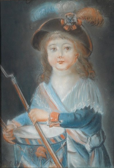 Portrait of a Boy as a Drummer of the French Revolution by Rougemont
