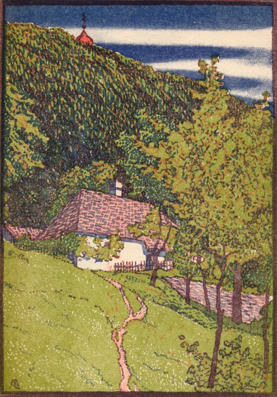 A coloured wood engraving, c1910 by Rudolf Junk