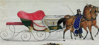 Horse Drawn Sleigh by Russian School