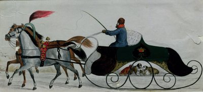 Horse Drawn Sleigh (detail) by Russian School