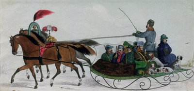 Horse Drawn Sleigh (digital detail) by Russian School