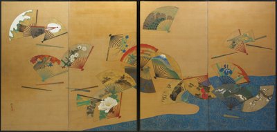 Fans and Stream by Sakai Hoitsu