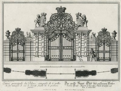Ground Plan and Elevation of the Main Entrance Gate by Salomon Kleiner