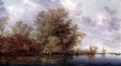 Wooded River Landscape by Salomon van Ruisdael or Ruysdael