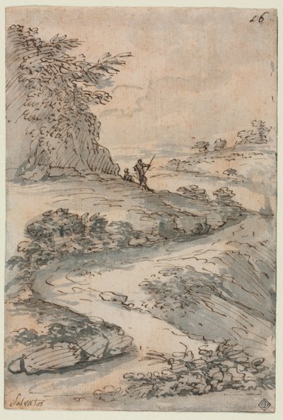 Figures on a Winding Road by Salvator Rosa